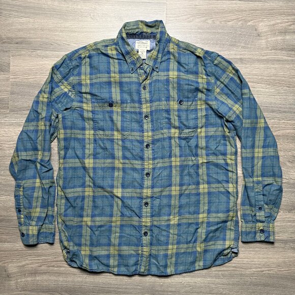 L.L. Bean Men's Scotch Plaid Flannel Shirt - Navy/Dark Green - Picture 1 of 6